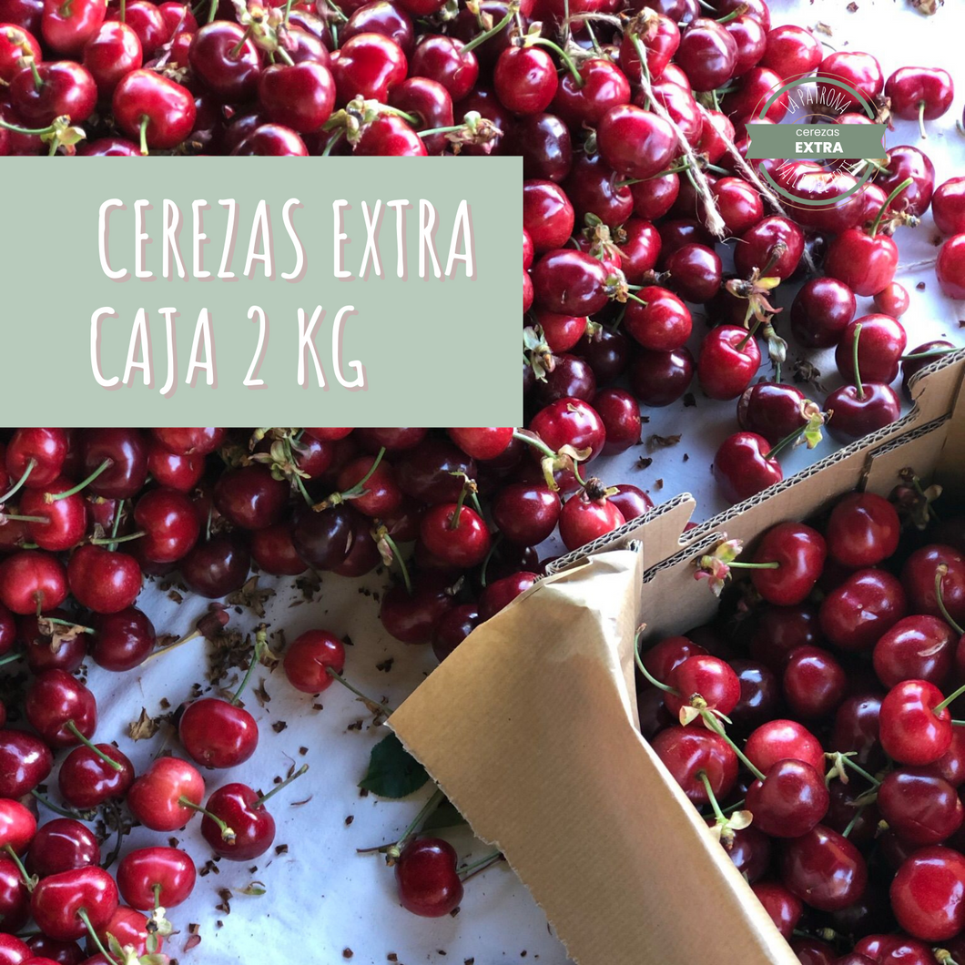 Caja de cereza del Jerte 2 kg calibre 26-28 – cosecha propia La Patrona
